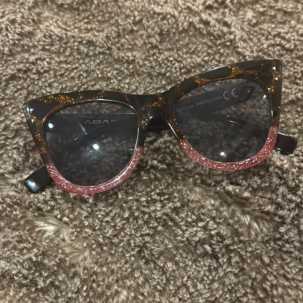 Slider Cat Eye Glitter Tortoise pink sunglasses